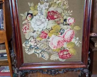 Victorian Needlepoint Tapestry Fireplace Cover