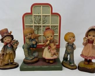 Collection Of 4 Vintage ANRI Sarah Kay Wood Carved Figurines