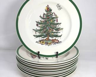 Spode China Christmas Tree Pattern Set Of 10 Dinner Plates