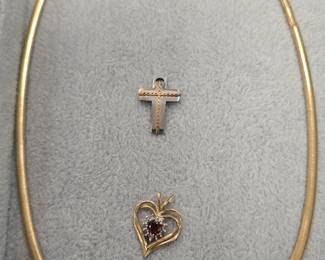14k gold necklace and charms
