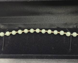 14k gold and jade bracelet