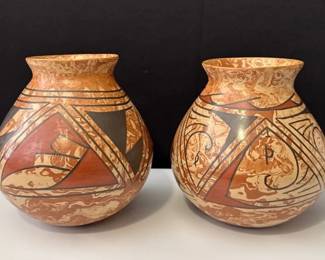 2 Casa Grande Handmade Mexican Marbled Round Jars * 7” *