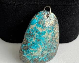 Very Large Polished Turquoise Cabochon Pendant 17.64g * 42.66mm X 27.37mm