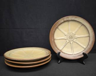 Set of 4 Frankoma Pottery Wagon Wheel Plates