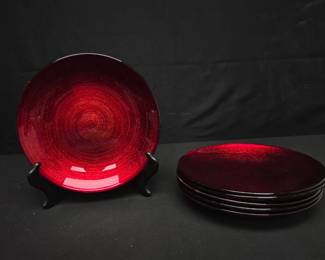 Set of Red Marrakech Crate & Barrel Plates