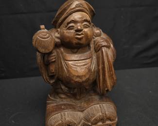 Carved Japanese God of Wealth Statue