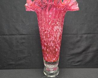 Murano Splattered Cranberry Vase