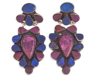 Oscar Betz, Sterling & Multi-Stone Drop Earrings - LOT 276
