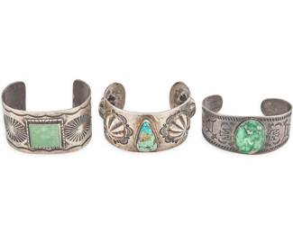 Vintage Southwestern Sterling & Turquoise Cuffs - LOT 251