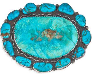 Substantial Sterling & Turquoise Buckle - LOT 167