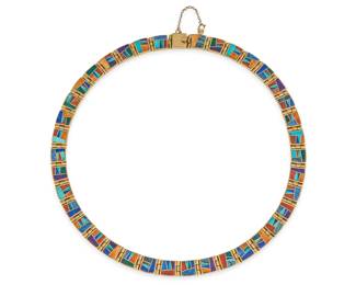 Southwestern 14K Multi-Stone Inlay Necklace - LOT 34
