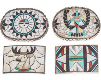 Zuni Sterling & Multi-Stone Inlay Buckles - LOT 165