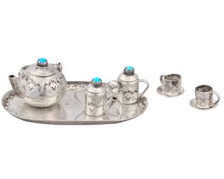 Miniature Navajo Sterling Silver Tea Set - LOT 327