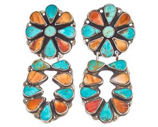 Oscar Betz, Sterling & Multi-Stone Drop Earrings - LOT 271