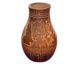 Jonathan Naranjo, Burnished Sgraffito Pottery Vessel - LOT 340
