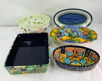 Polish Pottery Platter, Temop-tations Casserole Dish. Serving Bowls and More