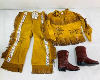 Cowboy Kid Boots & Native American Indian Outfit