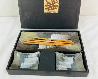 Ceramic Sushi Plate Set & Cheese Forks