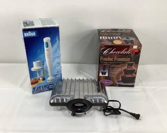 VillaWare Waffle Iron, Braun Multiquick Hand Blender & Nostalgia Electric Chocolate Fondue Fountain
