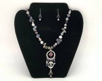 Freshwater Pearl and Swarovski Crystal Necklace and Earrings