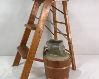 Vintage Ice Crusher and Stool
