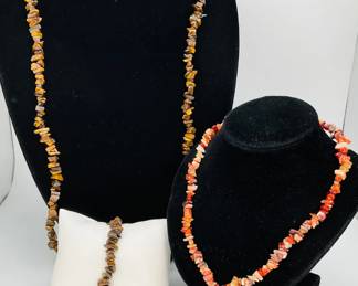 Fire Opal Necklace with Tiger's Eye Bracelet and Necklace