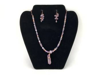Amethyst and Copper Necklace and Earring Set