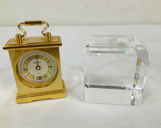 Mini Bulova Desk Clock & Paperweight
