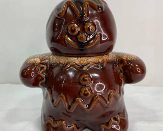 Vintage Hull Pottery Mirror Brown Gingerbread Man Cookie Jar