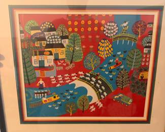 This artwork is an original Chinese Peasant Painting (also widely known as Jinshan Folk Art), a vibrant style of naive folk art that originated in the Jinshan District of Shanghai