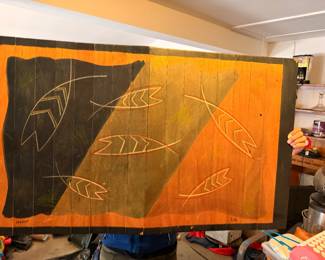 This artwork is a large, hand-painted wooden art panel created by Kakadu Art & Design, a highly recognized Israeli artistic studio founded in 1990 by artist Reut Shahar and master carpenter Aharon Shahar