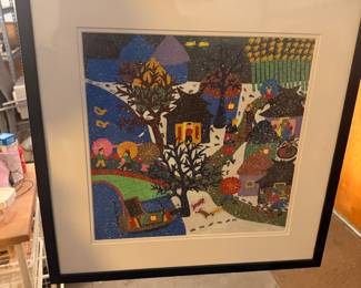 This artwork is a piece of Chinese Jinshan Peasant Painting (often created as a gouache or watercolor painting on paper), highly reminiscent of works by notable peasant folk artists like Chen Weixeng. These vibrant, stylized paintings typically depict idealized, bustling scenes of rural village life, changing seasons, and community celebrations