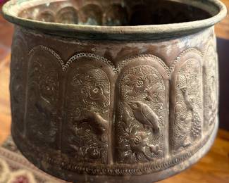 19th-century Persian Qajar Dynasty tinned-copper vessel