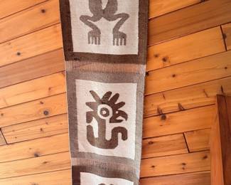 vintage hand-woven Zapotec wool tapestry runner / wall hanging