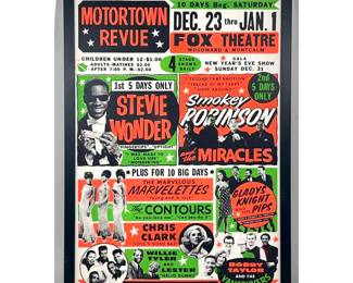 Lot 725 Motortown Revue Globe Poster Baltimore Concert Poster for the Fox Theatre featuring Stevie Wonder an
