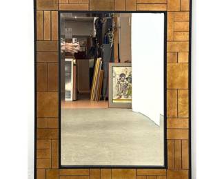 Lot 1140 large Rectangular UTTERMOST Wall Mirror. Antiqued Metallic Tile Mosaic Frame. Label.
