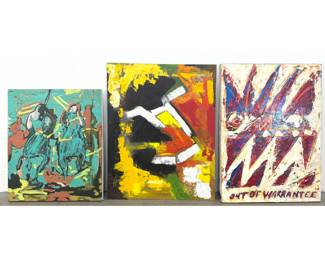 Lot 925 3pc lot of Contemporary Abstract Expressionist Paintings. One Signed K. Benedict and Dated 2006.