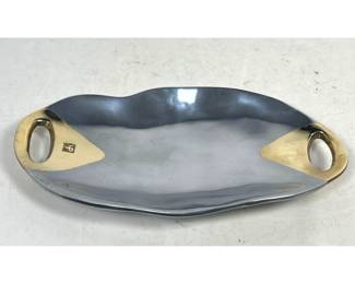Lot 865 David Marshall Disenos S.A. Mid Century Modern Brutalist Polished Aluminum and Brass Centerpiece Tra