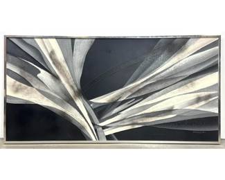 Lot 1028 Large Scale MidCentury Modern Abstract Painting on Canvas Signed Anderson. Textured Monochrome Comp