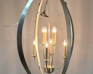 Lot 1149 Currey and Company Bella Luna 8 Light Large Scale Orb Chandelier Silver Leaf Finish