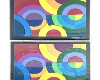 Lot 1187 Pair of SentoSphere COLOREBUS Cercles Wooden BrainTeaser Puzzles. Designed in France, Inspired by R