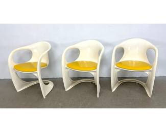 Lot 1072 Set of 3 Vintage Mid Century Mod Alexander Casalino Begge Chairs. Removable Chromecraft Seat Cushion