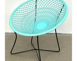 Lot 1267 I.P.L. Sun Flower Lounge Chair. Round Turquoise Plastic Lattice style seat on Hoop Frame with Black