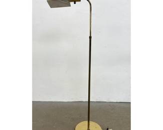 Lot 1154 Brass Plated Modern Adjustable Floor Lamp. Triangular Hood Shade. No marks.