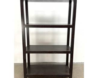 Lot 814 Modern minimalist dark espresso stained wood 4 tier open shelf etagere Shelf Display with mitered co