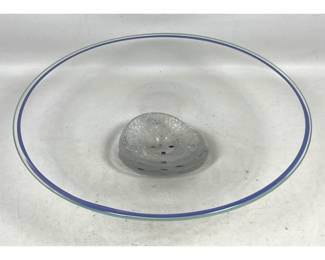 Lot 761 Large Studio Glass Pedestal Center Bowl. Deep cut base.