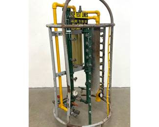 Lot 1230 Industrial Gas Distribution Manifold with Protective Cage for Oxygen and MAPP Gas Drop Test Lines