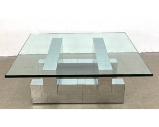 Lot 700 Paul Evans Cityscape Chrome and Stainless Steel Coffee Table. Signed Cityscape series cocktail table