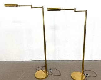 Lot 1133 Pair Vintage Articulated Adjustable Height Brass Reading Lamps. Mid Century Modern