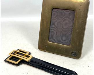Lot 854 Lot Modern Design Desk Accessories. 1. GUCCI Brass Photo Frame with Double G Logo. Easel Back. 2 L